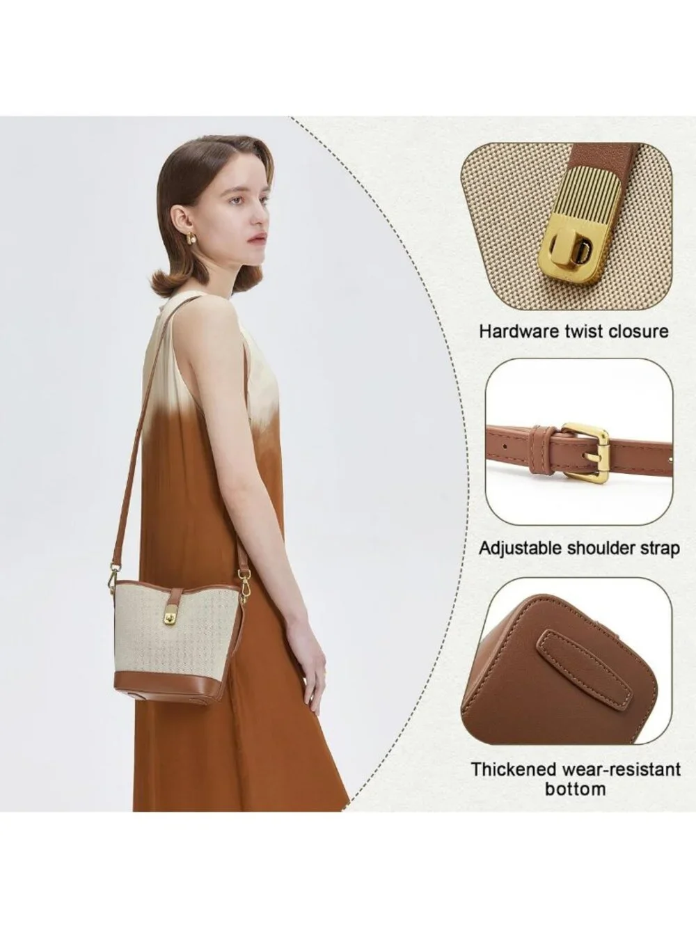 Trendy Coated Canvas Bucket Crossbody Bag for Women | Small Satchel Purse with